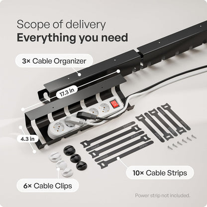 Cable Management under Desk for Easy Mounting Under-Table I Set of 3 - with 10X Cable Ties I Desk Organizer for Office/Home Office Table Thoughtful Cable Tray Holder