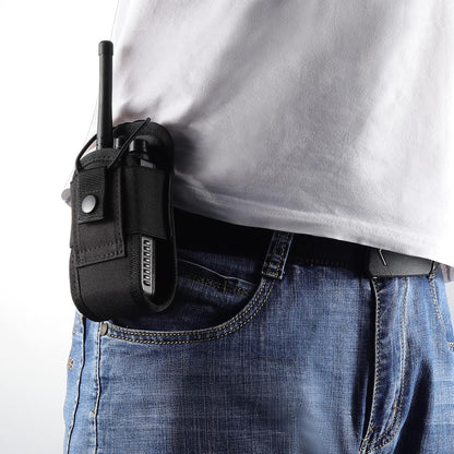 Molle Radio Holder Walkie Talkie Pouch Case for Duty Belt Radio Holster Tactical Hunting Intercom Bag (1 Pack, Black)